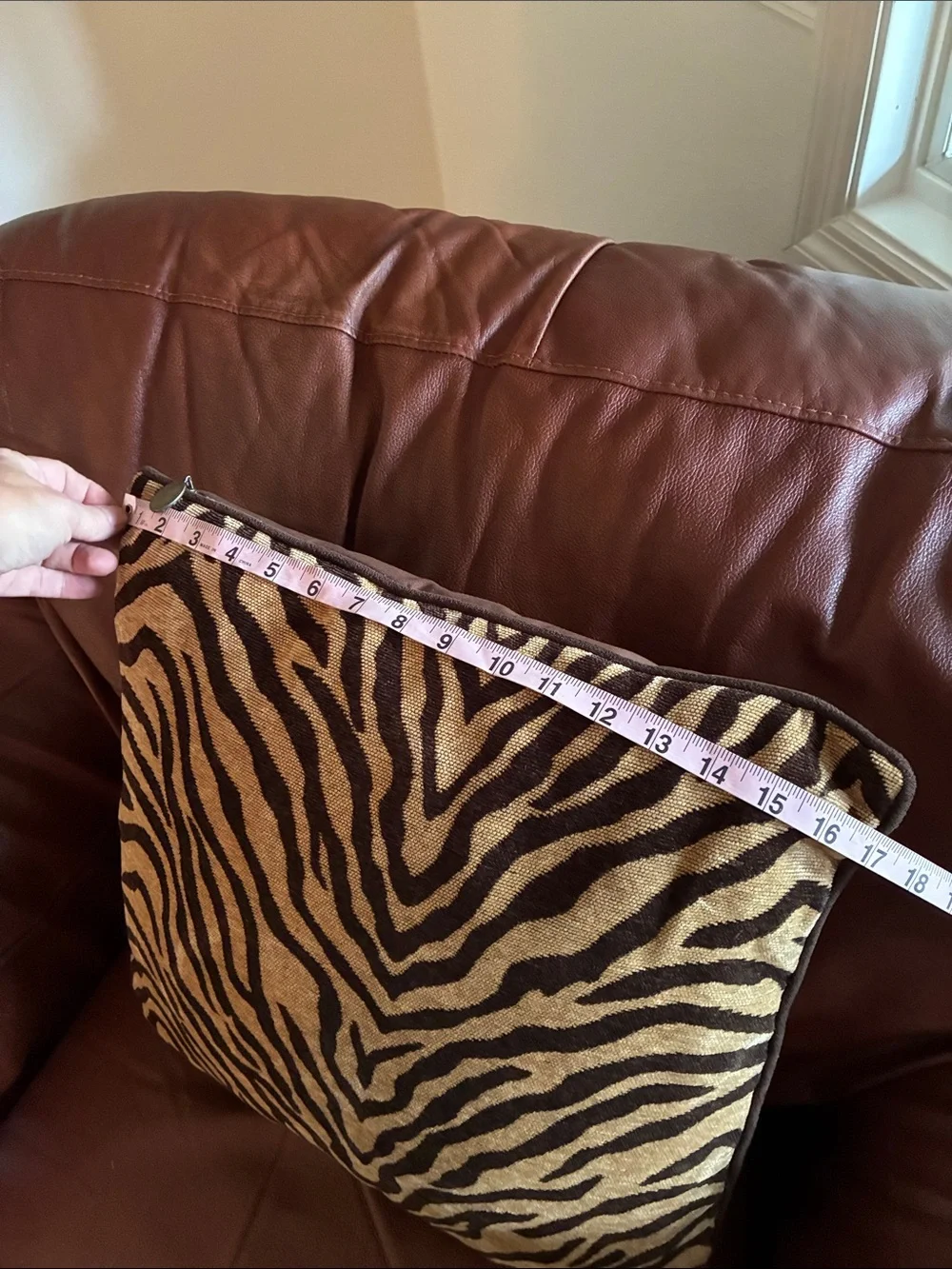 Animal Print Tiger Stripe Accent Pillow - Brown and Tan